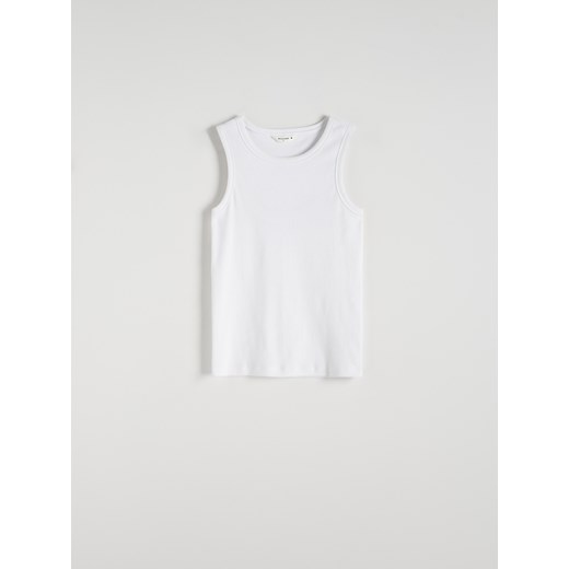 Reserved - Dzianinowy top slim - biały ze sklepu Reserved w kategorii T-shirty męskie - zdjęcie 178294689