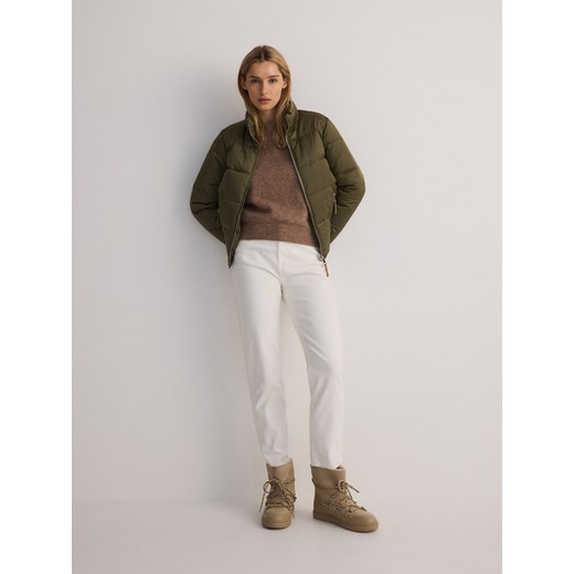 Reserved - Pikowana kurtka z kołnierzem - oliwkowy Reserved XS Reserved