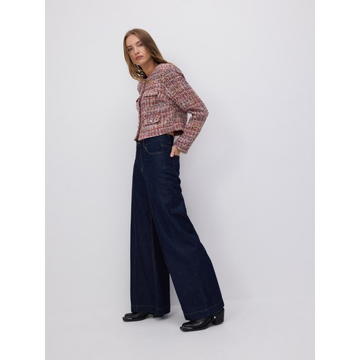 Reserved - Jeansy wide leg z przeszyciem - granatowy Reserved 36 promocja Reserved