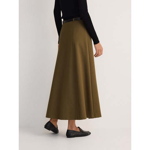 Reserved - Spódnica midi z paskiem - ciemnozielony Reserved XS Reserved