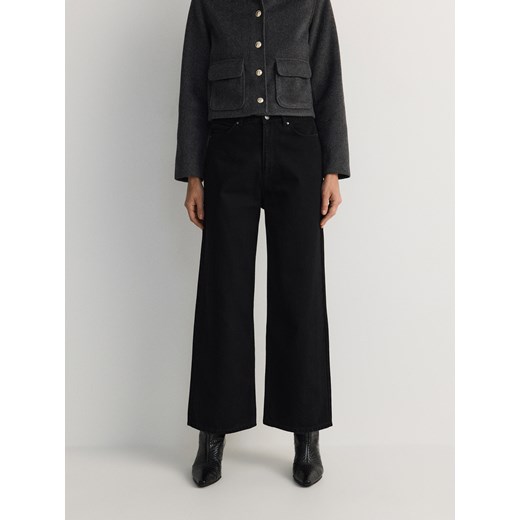 Reserved - Jeansy culotte z wysokim stanem - czarny ze sklepu Reserved w kategorii Jeansy damskie - zdjęcie 178297805