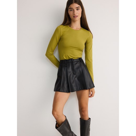 Reserved - Spódnico-szorty z imitacji skóry - czarny ze sklepu Reserved w kategorii Szorty - zdjęcie 178298088