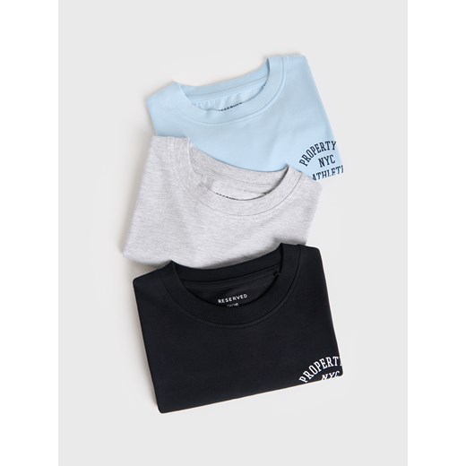 Reserved - Bawełniany t-shirt 3 pack - czarny ze sklepu Reserved w kategorii T-shirty chłopięce - zdjęcie 178298305