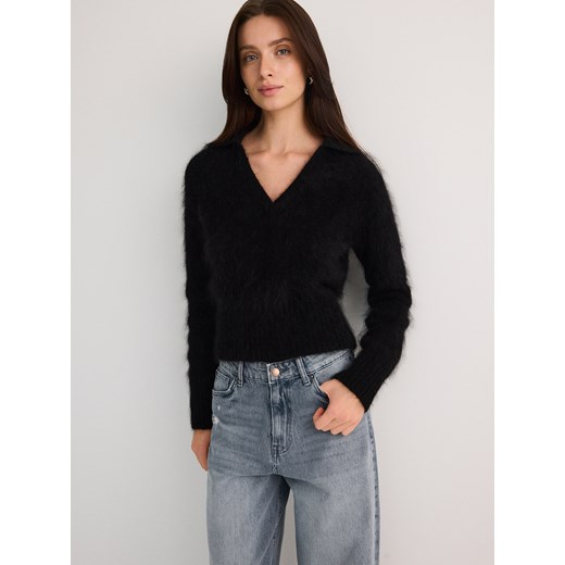 Reserved - Jeansy wide leg z przetarciami - niebieski Reserved 34 Reserved