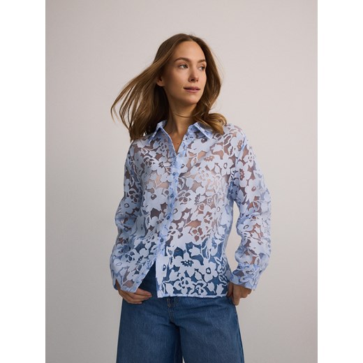 Reserved - Wzorzysta koszula z wiskozy - jasnoniebieski ze sklepu Reserved w kategorii Koszule damskie - zdjęcie 178299578