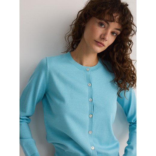 Reserved - Rozpinany kardigan z wiskozą - turkusowy Reserved M Reserved