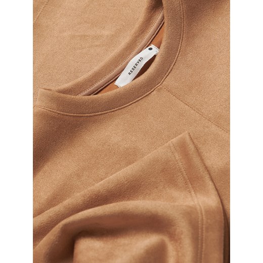 Brązowy t-shirt męski Reserved z krótkimi rękawami 