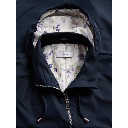 Reserved - Taliowana kurtka z kapturem - granatowy Reserved XL Reserved