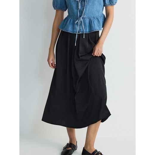 Reserved - Spódnica maxi z zakładkami - czarny Reserved S Reserved