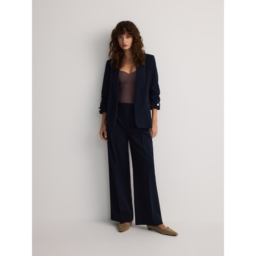 Reserved - Marynarka z marszczonymi rękawami - granatowy Reserved L Reserved