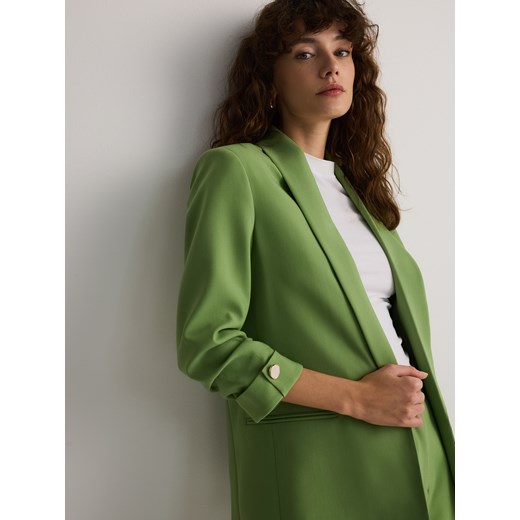 Reserved - Marynarka z marszczonymi rękawami - jasnozielony Reserved L Reserved