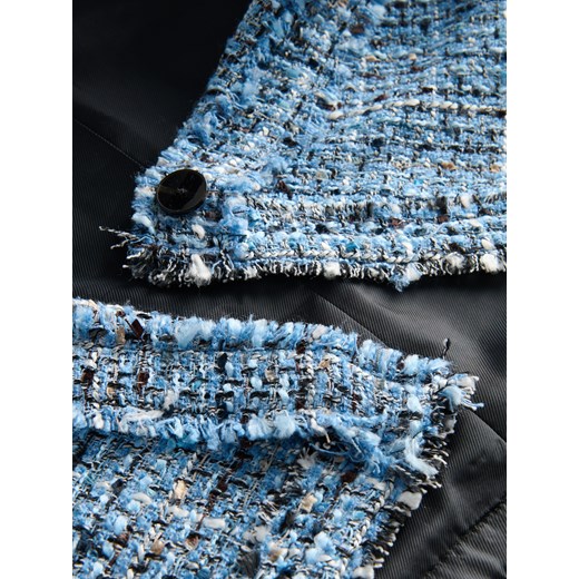 Reserved - Krótka tweedowa kamizelka - niebieski Reserved S Reserved