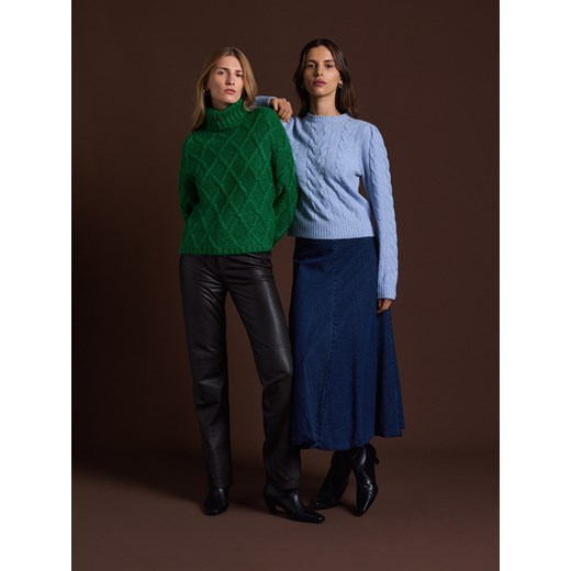 Reserved - Sweter z ozdobnym splotem - zielony Reserved M okazja Reserved