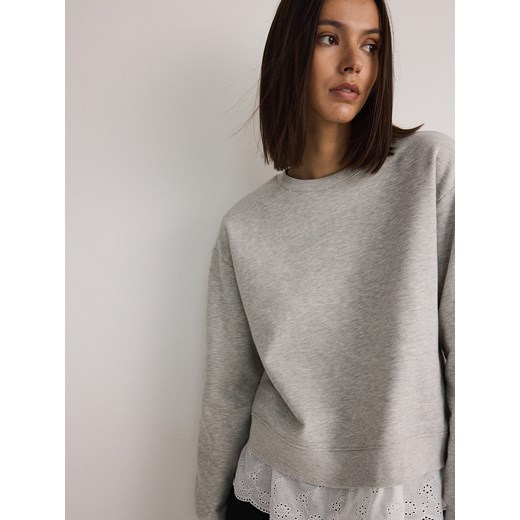 Reserved - Bluza z koszulowym dołem - jasnoszary ze sklepu Reserved w kategorii Bluzy damskie - zdjęcie 178301428