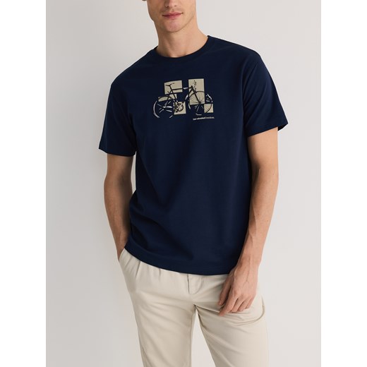 Reserved - T-shirt comfort z nadrukiem - granatowy ze sklepu Reserved w kategorii T-shirty męskie - zdjęcie 178301527