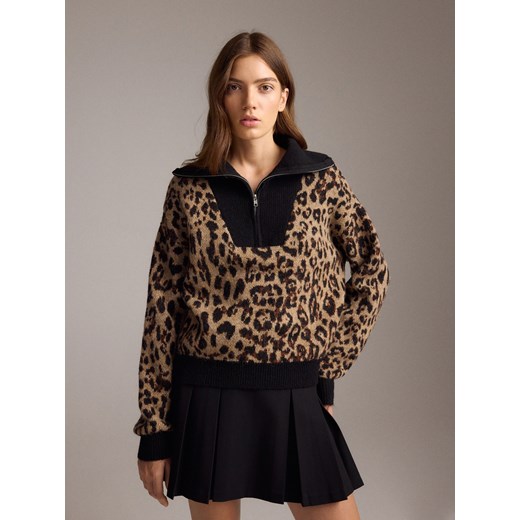Reserved - Sweter w panterkę z domieszką wełny - wielobarwny ze sklepu Reserved w kategorii Swetry damskie - zdjęcie 178301869