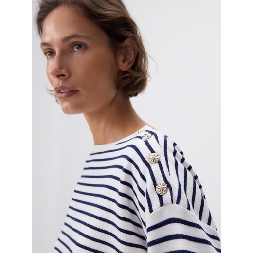 Reserved - Sweter w paski z guzikami - wielobarwny Reserved M Reserved