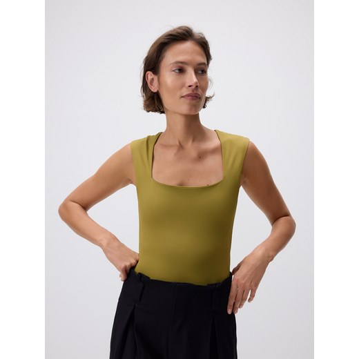 Reserved - Body z dekoltem karo - zielony Reserved XL Reserved