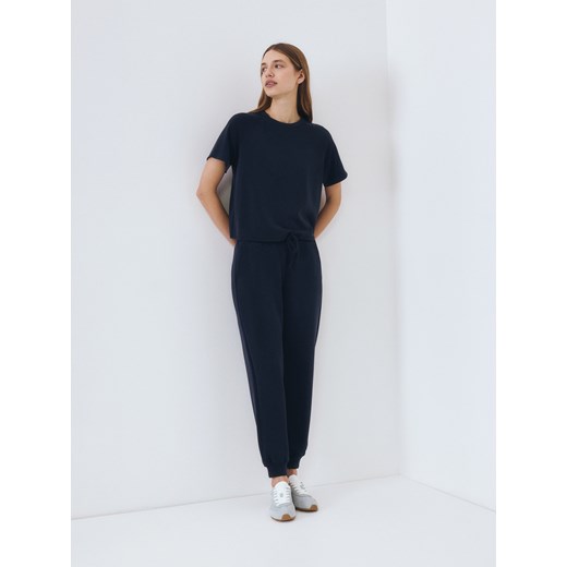 Reserved - T-shirt regular z dodatkiem modalu - granatowy Reserved S Reserved