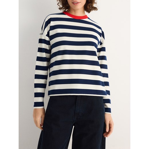 Reserved - Bluza regular w paski - granatowy Reserved S Reserved