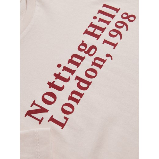 Reserved bluzka damska z krótkim rękawem różowa z napisami 