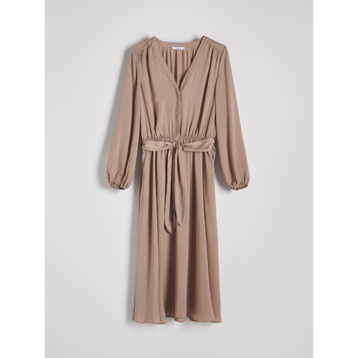 Reserved - Sukienka midi - beżowy ze sklepu Reserved w kategorii Sukienki - zdjęcie 178302329