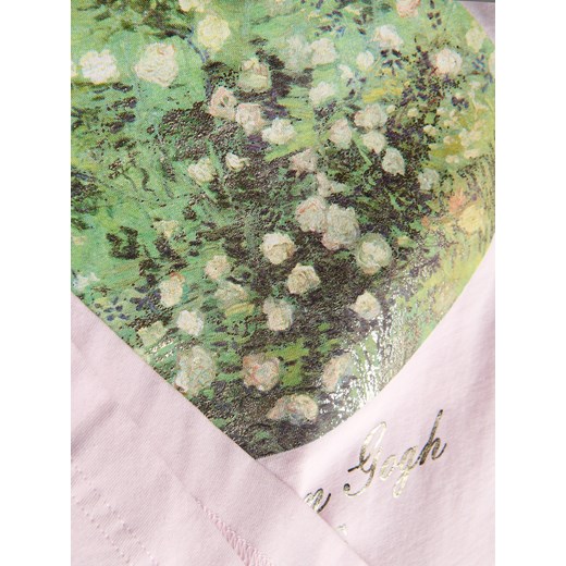 Reserved - Bawełniany t-shirt z nadrukiem - pastelowy róż Reserved L Reserved