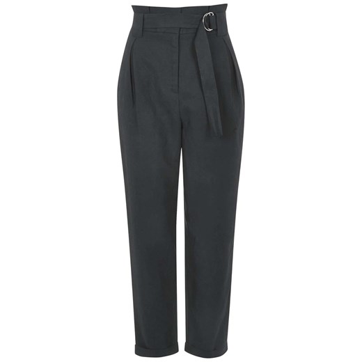PETITE D-Ring Belted Tapered Trousers topshop szary 