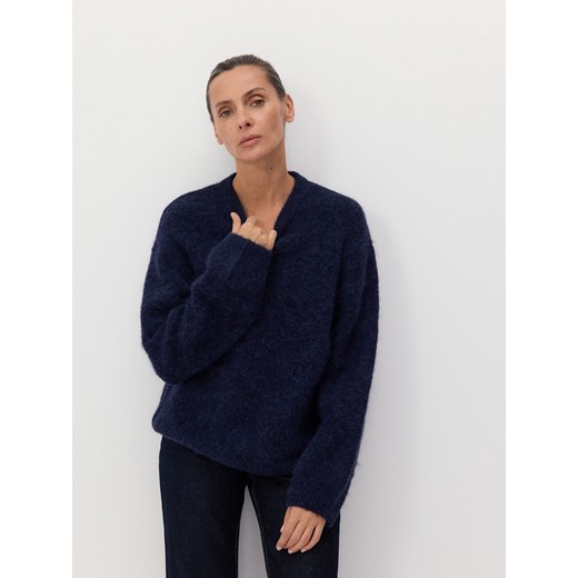 Reserved - Sweter z wełną z alpaki - granatowy Reserved S wyprzedaż Reserved
