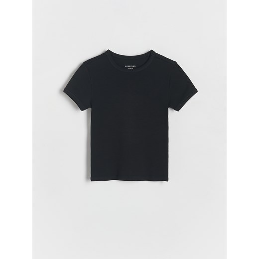 Reserved - Prążkowany t-shirt - czarny Reserved 134/140 (8-9 lat) Reserved okazyjna cena