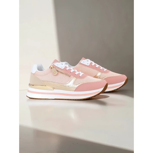 Buty sportowe damskie różowe Royalfashion.pl sneakersy sznurowane