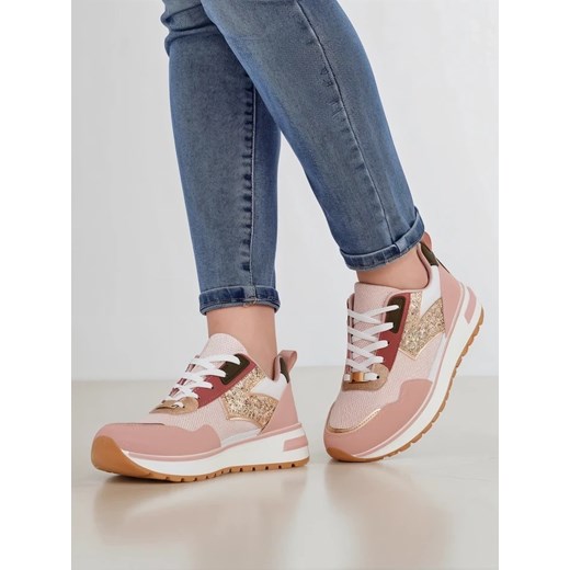Różowe buty sportowe damskie Royalfashion.pl sneakersy sznurowane