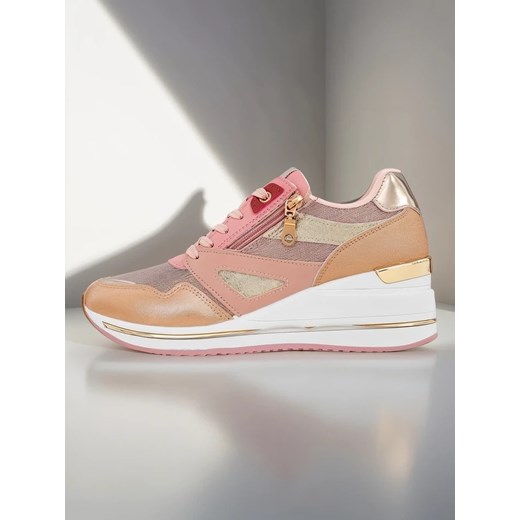 Buty sportowe damskie różowe Royalfashion.pl sneakersy sznurowane na wiosnę 