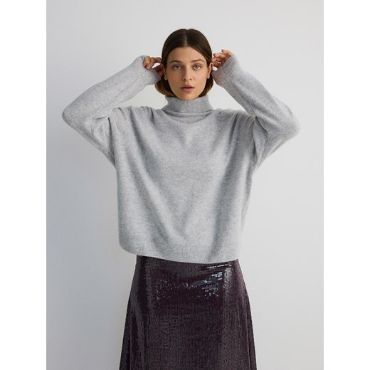 Reserved - Wełniany sweter z kaszmirem - jasnoszary Reserved L Reserved