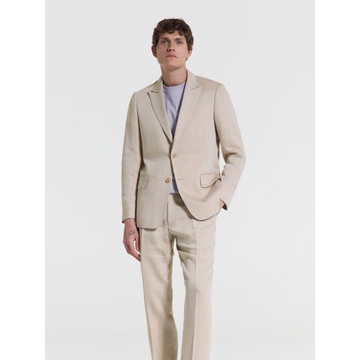 Reserved - Marynarka slim fit z lyocellem - beżowy ze sklepu Reserved w kategorii Marynarki męskie - zdjęcie 178322027
