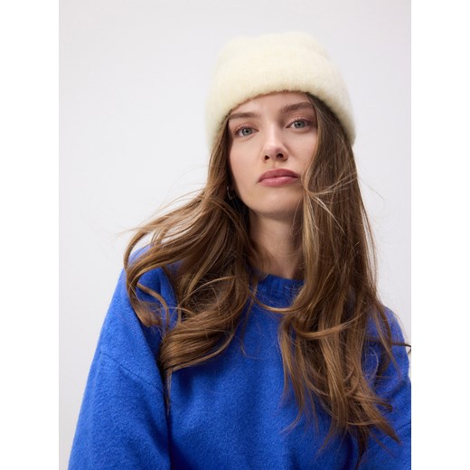 Reserved - Czapka beanie z dodatkiem moheru - złamana biel ze sklepu Reserved w kategorii Czapki zimowe damskie - zdjęcie 178323548