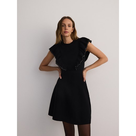 Reserved - Sukienka mini z błyszczącymi aplikacjami - czarny - id: 7233B-99X - marki Reserved - 178327148 Reserved - Sukienka mini z błyszczącymi aplikacjami - czarny ze sklepu Reserved w kategorii Sukienki - zdjęcie 178327148