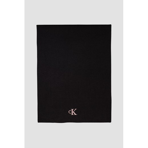 CALVIN KLEIN Czarny damski szalik z różowym logo ze sklepu outfit.pl w kategorii Szaliki i chusty damskie - zdjęcie 178330515