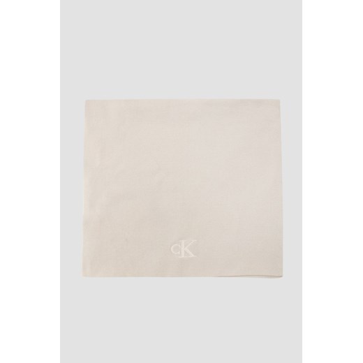 CALVIN KLEIN Beżowy damski szalik z haftowanym logo ze sklepu outfit.pl w kategorii Szaliki i chusty damskie - zdjęcie 178330519