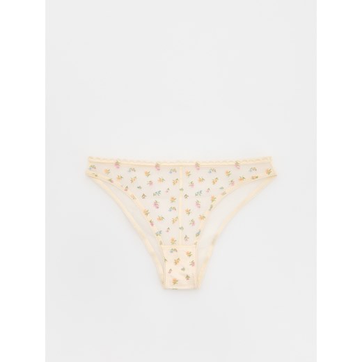 Reserved - Majtki typu bikini z nadrukiem - kremowy Reserved L Reserved