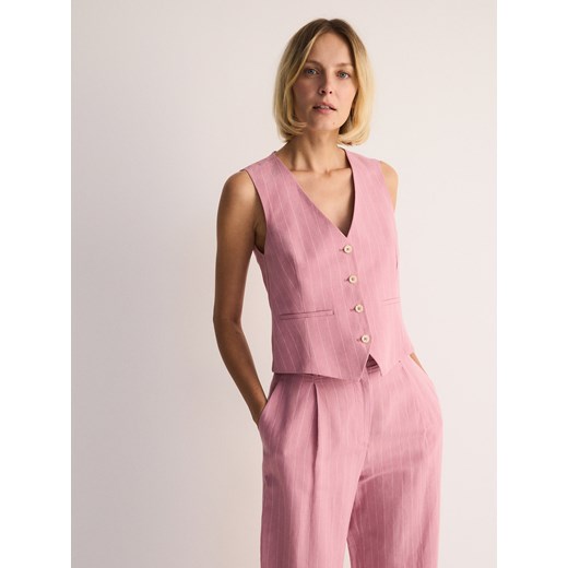 Reserved - Kamizelka garniturowa z dodatkiem lnu - wielobarwny ze sklepu Reserved w kategorii Kamizelki damskie - zdjęcie 178334297