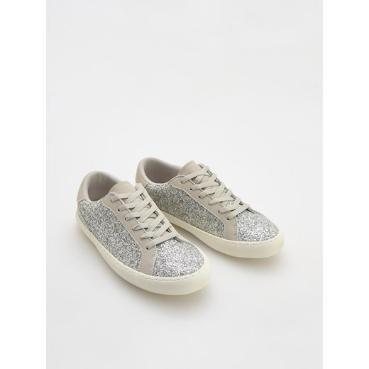 Reserved - Sneakersy z błyszczącymi aplikacjami - srebrny Reserved 40 Reserved