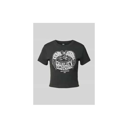 T-shirt z prążkowanym okrągłym dekoltem ze sklepu Peek&Cloppenburg  w kategorii Bluzki damskie - zdjęcie 178336186