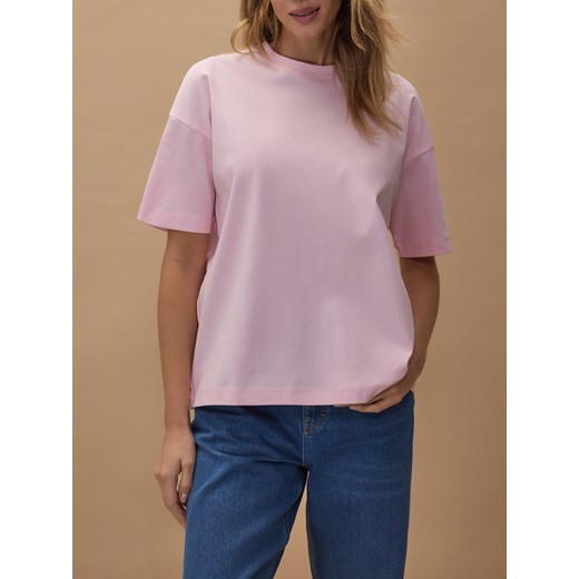 Reserved - Bawełniany t-shirt regular - pastelowy róż Reserved XS Reserved