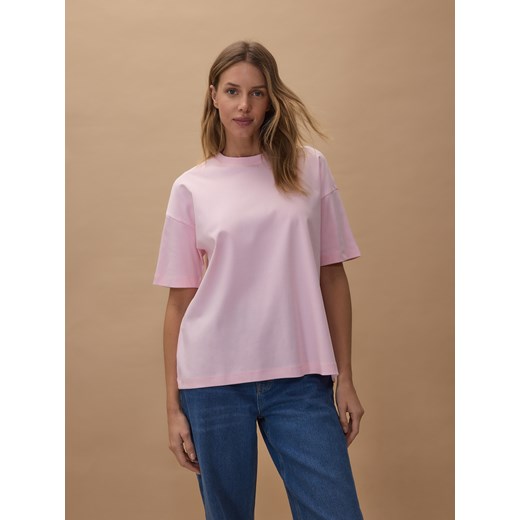 Reserved - Bawełniany t-shirt regular - pastelowy róż Reserved XL Reserved