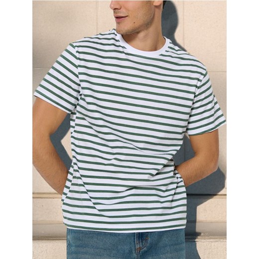 Sinsay - Koszulka w paski - zielony ze sklepu Sinsay w kategorii T-shirty męskie - zdjęcie 178338675