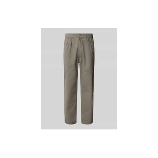 Spodnie o kroju tapered fit z zakładkami w pasie i szlufkami na pasek ze sklepu Peek&Cloppenburg  w kategorii Spodnie męskie - zdjęcie 178338955