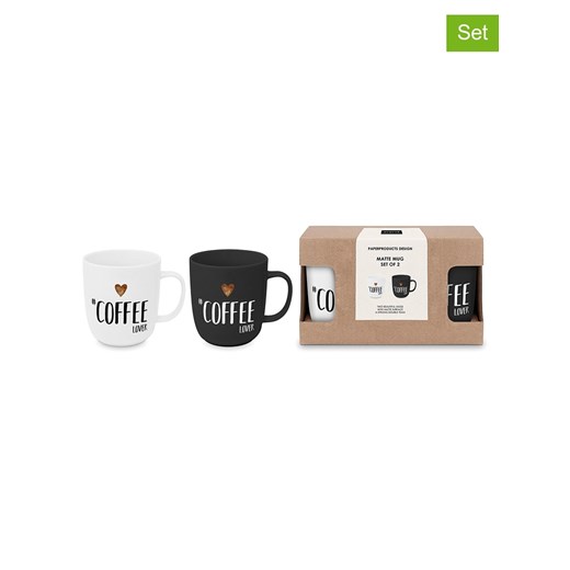 ppd Kubki jumbo (2 szt.) &quot;Coffee Lover&quot; w kolorze czarnym i białym - 350 ml ze sklepu Limango Polska w kategorii Kubki - zdjęcie 178339855