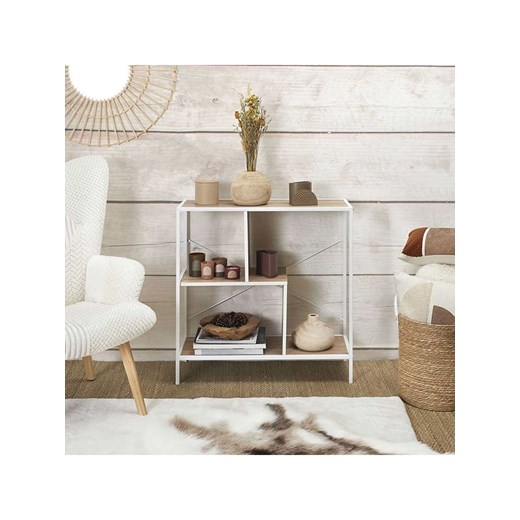 THE HOME DECO FACTORY Regał stojący w kolorze jasnobrązowo-białym - 80 x 79 x 5,5 cm ze sklepu Limango Polska w kategorii Regały i witryny - zdjęcie 178339945