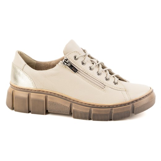 Buty damskie skórzane sznurowane półbuty OLIVIER 1223 beżowe ze sklepu butyolivier w kategorii Półbuty damskie - zdjęcie 178345349